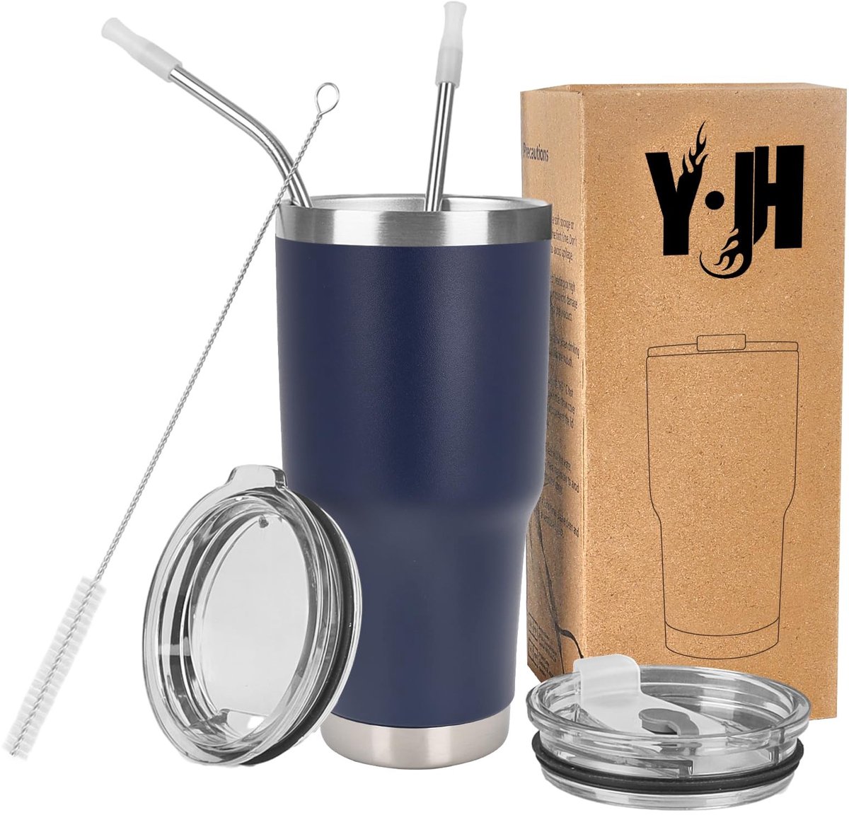 Elzusha - 30oz Reiskop met Dubbele Wand en RVS - Marineblauw