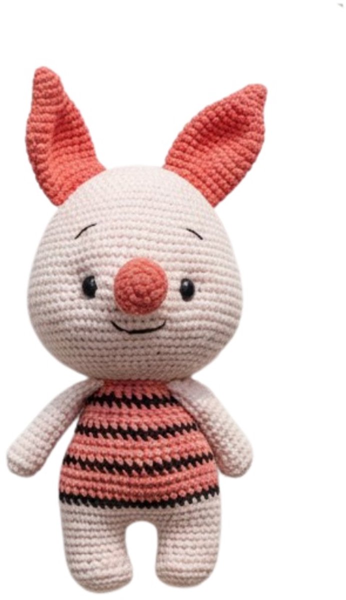 Nuvinokids Biggetje - Handgemaakte Gehaakte Knuffel - 100% Katoen - Baby - Peuter - Kind - Newborn - Knuffeldier - Baby Knuffel - Amigurumi - Eerste Knuffel - Zacht Speelgoed - CE Gecertificeerd - Kraamcadeau - Babyshower Cadeau - Geboortecadeau