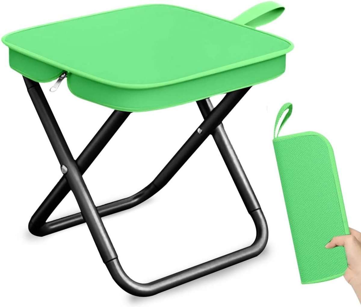 Campingkruk - Groen - 26 x 23 x 26 cm - Opvouwbare Lichtgewicht Stoel - Voor Buitenactiviteiten