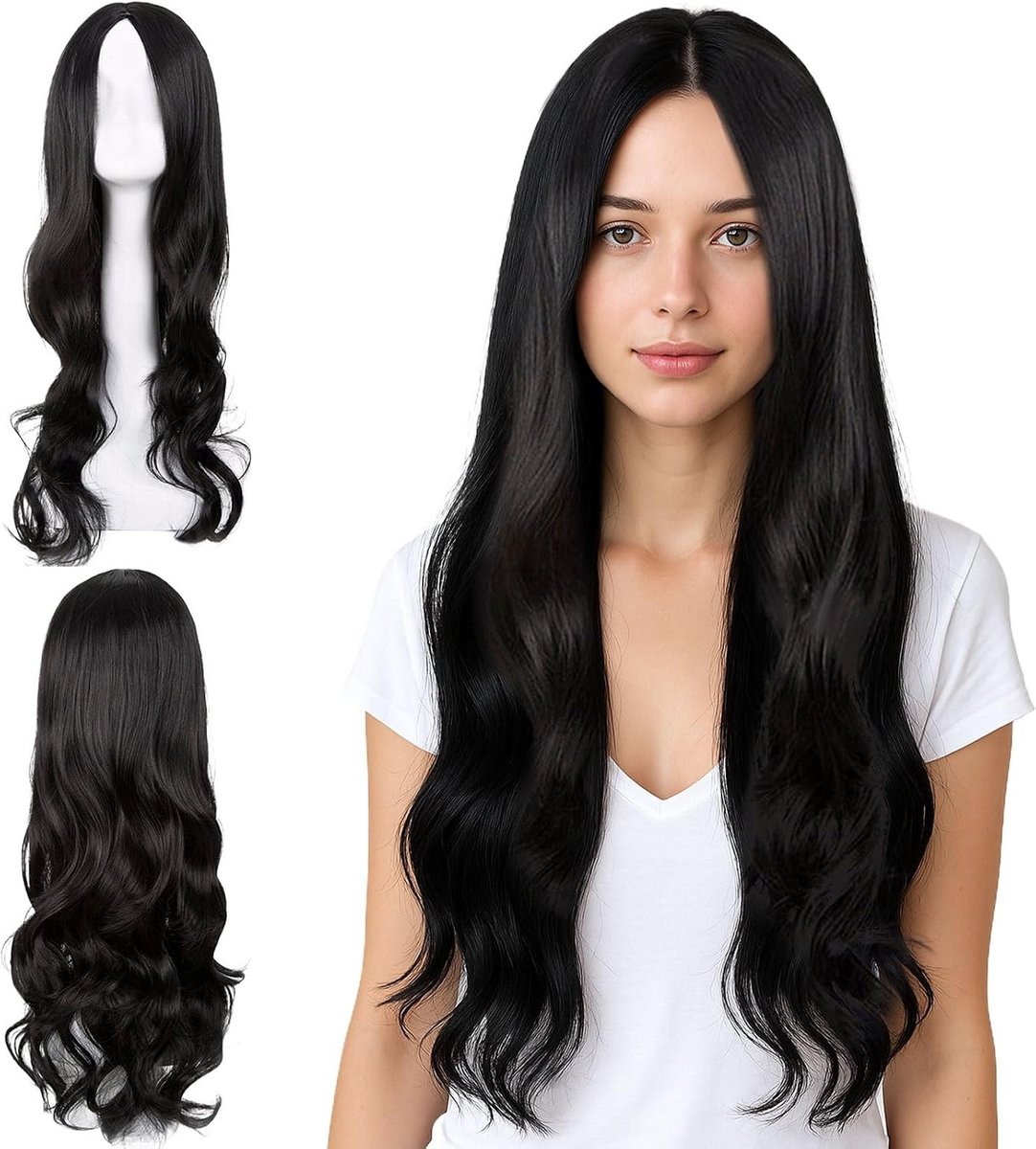 Zwarte Lange Krullende Haarwig van 60 cm voor Vrouwen - Perfect voor Cosplay en Carnaval