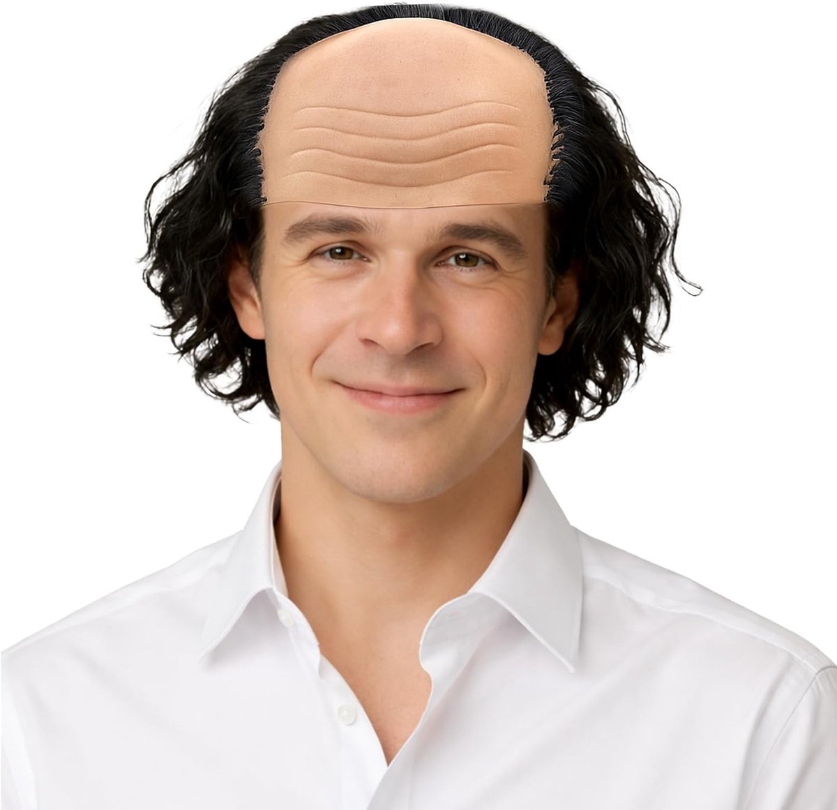 Realistische pruik en kaalhoed, grappige cosplay kostuum voor Halloween, feest en carnaval met diverse stijlen zoals nonnen en dokters