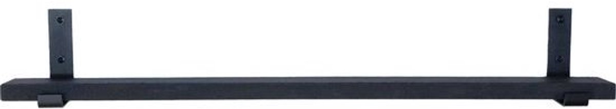 GoudmetHout Zwarte Eiken Wandplank - 240x10 cm - Plankdragers L-UP Mat Zwart Zwart eiken