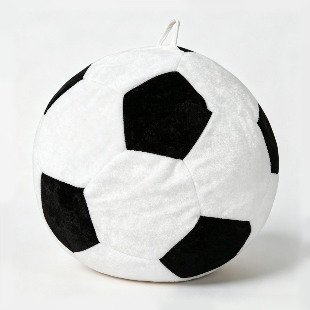 Kleine voetbalvormige bonenzakstoel, met veelkleurig stiksel, grote bonenzakzitplaats, comfortabele relaxte luie sofa voor slaapkamer, woonkamer, leeshoek, binnenleunstoel voor volwassenen en tieners- Zwart/ Wit