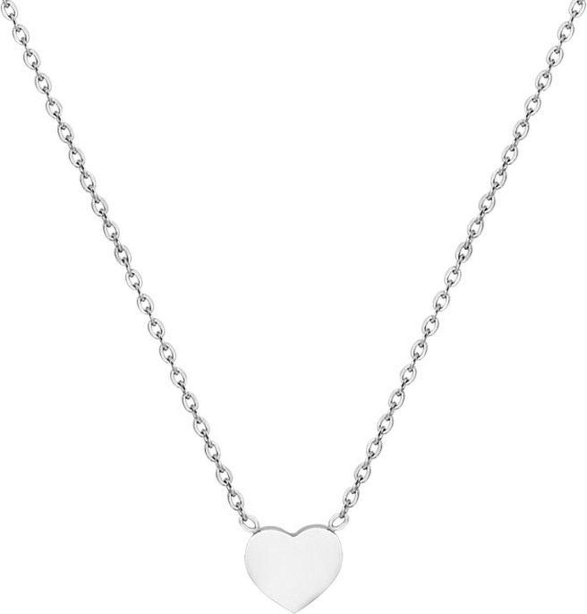 The Jewelry Collection - Ketting Hart 1,1 mm 41 + 4 cm - Staal