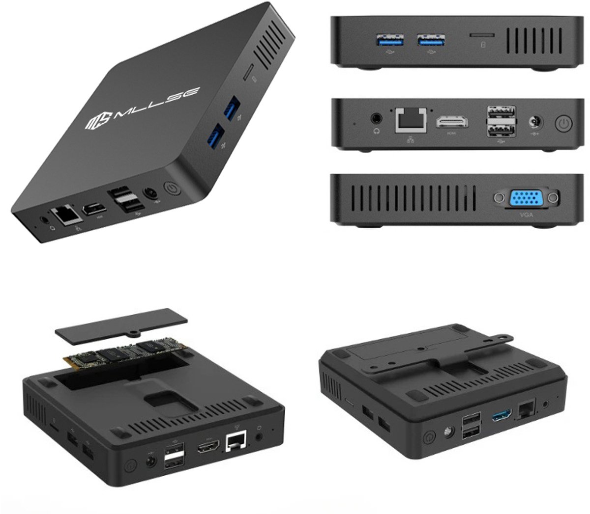 Mini Pc M2 Pro - 8GB RAM 128GB Opslag - Intel J3710 Processor - Compact Design - Windows 10 Pro