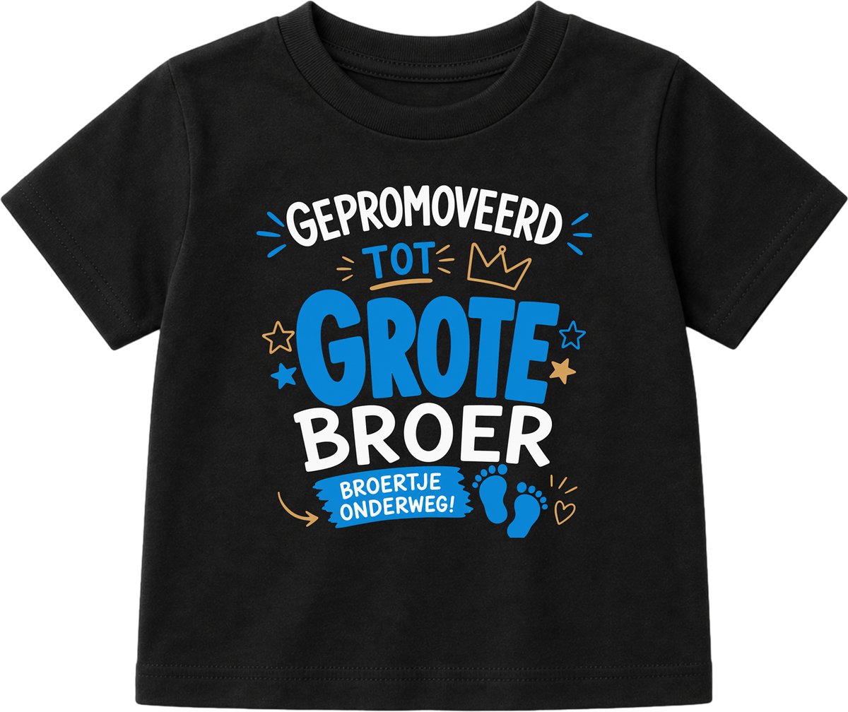 Gepromoveerd Tot Grote Broer T-shirt - Zwangerschap Aankondiging Cadeau – Unisex T-Shirt voor Jongens & Meisjes & Baby Tshirt met Tekst – Creatieve Bekendmaking Zwangerschap voor Opa, Oma & Grote Broer/Zus – Origineel Baby Cadeau – Maat 140-146