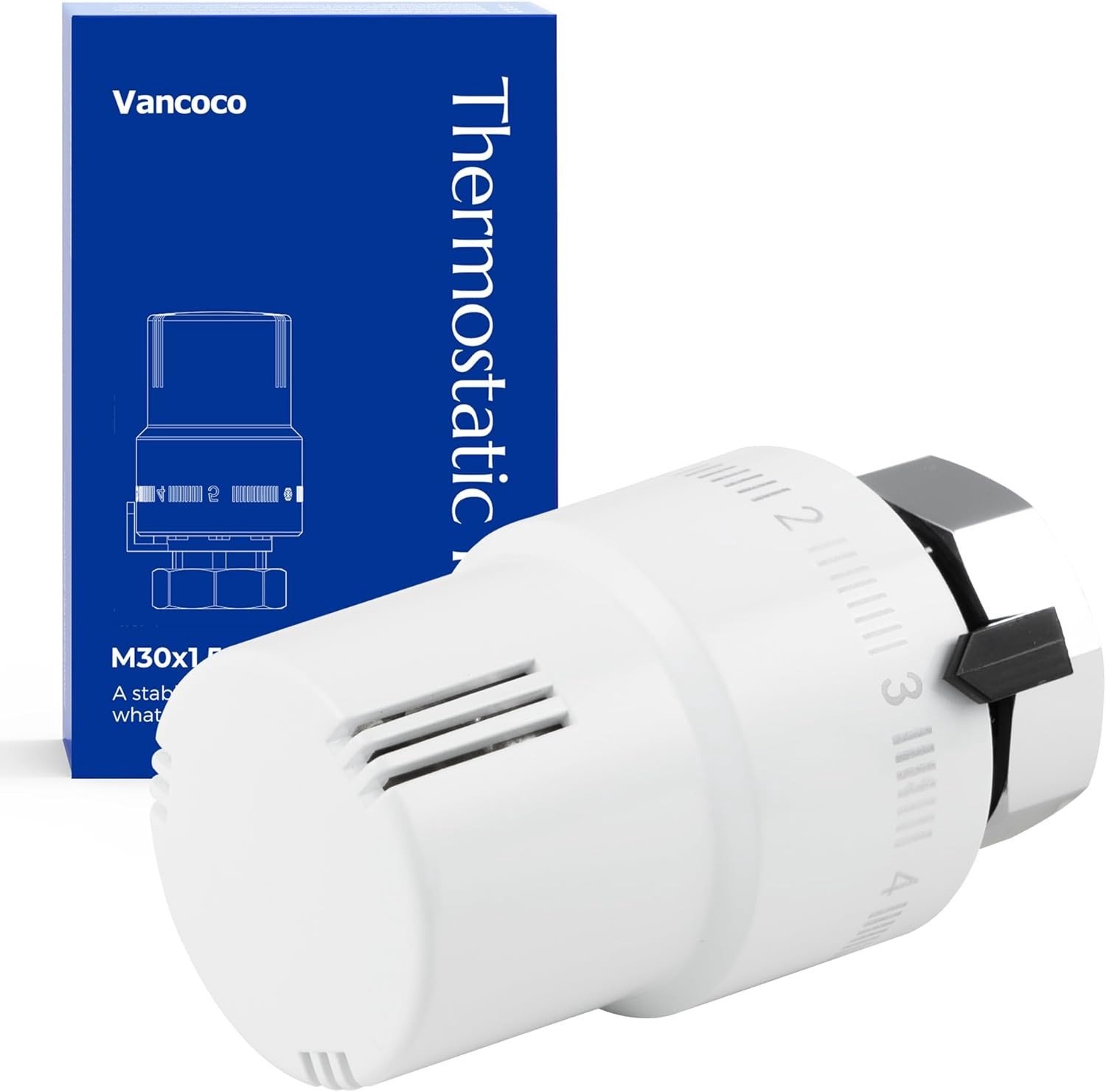 Thermostaatkop Radiatorventiel - Wit - 1 Stk - Geschikt voor M30×1,5 mm - Voor Efficiënte Temperatuurregeling