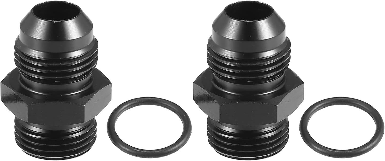 A ABSOPRO AN8 To AN8 Fuel Rail Adapter Connector Fitting Black - 4 Pieces - ShopVlot