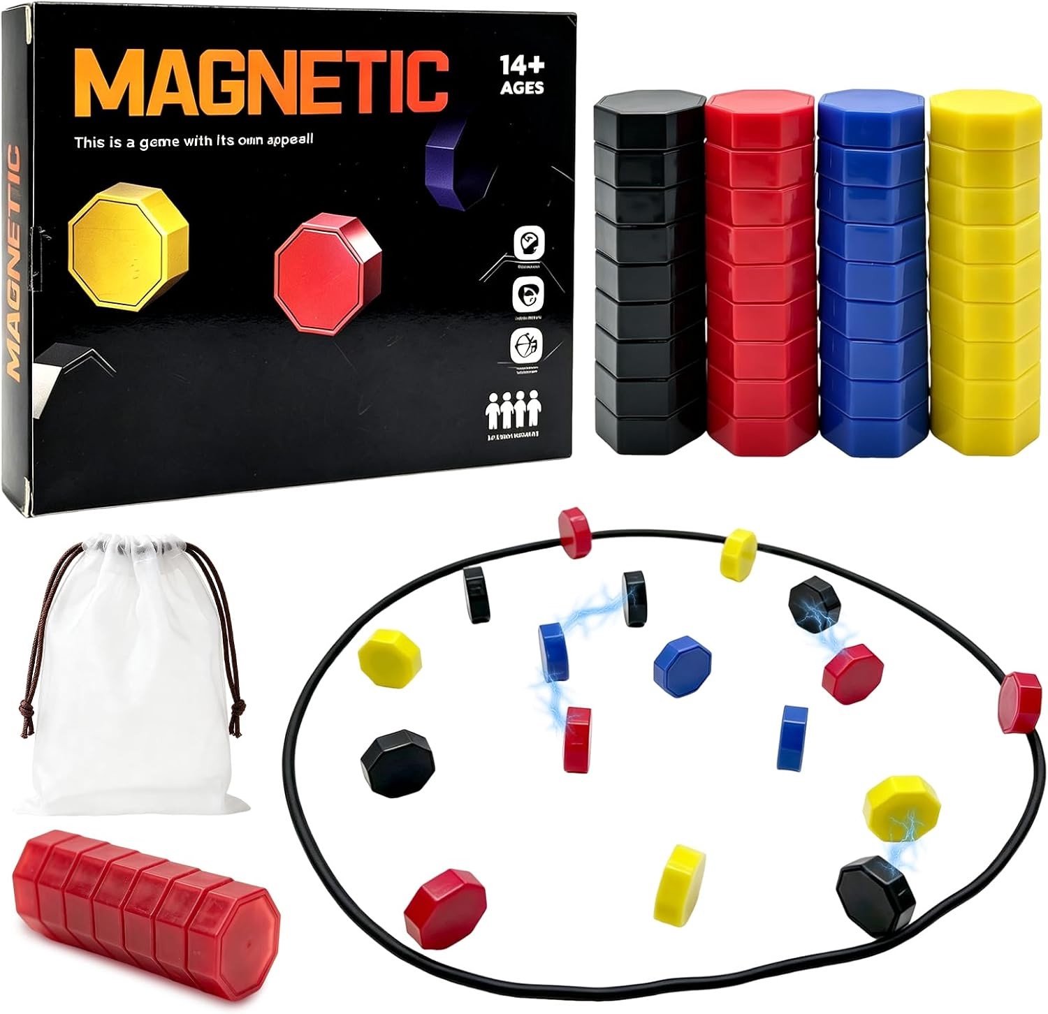 Magneetschaakspel - Rood - 60 Stuks - Magnetisch Spel voor Tactische Spelletjes - Voor Volwassenen en Jongeren vanaf 14 Jaar