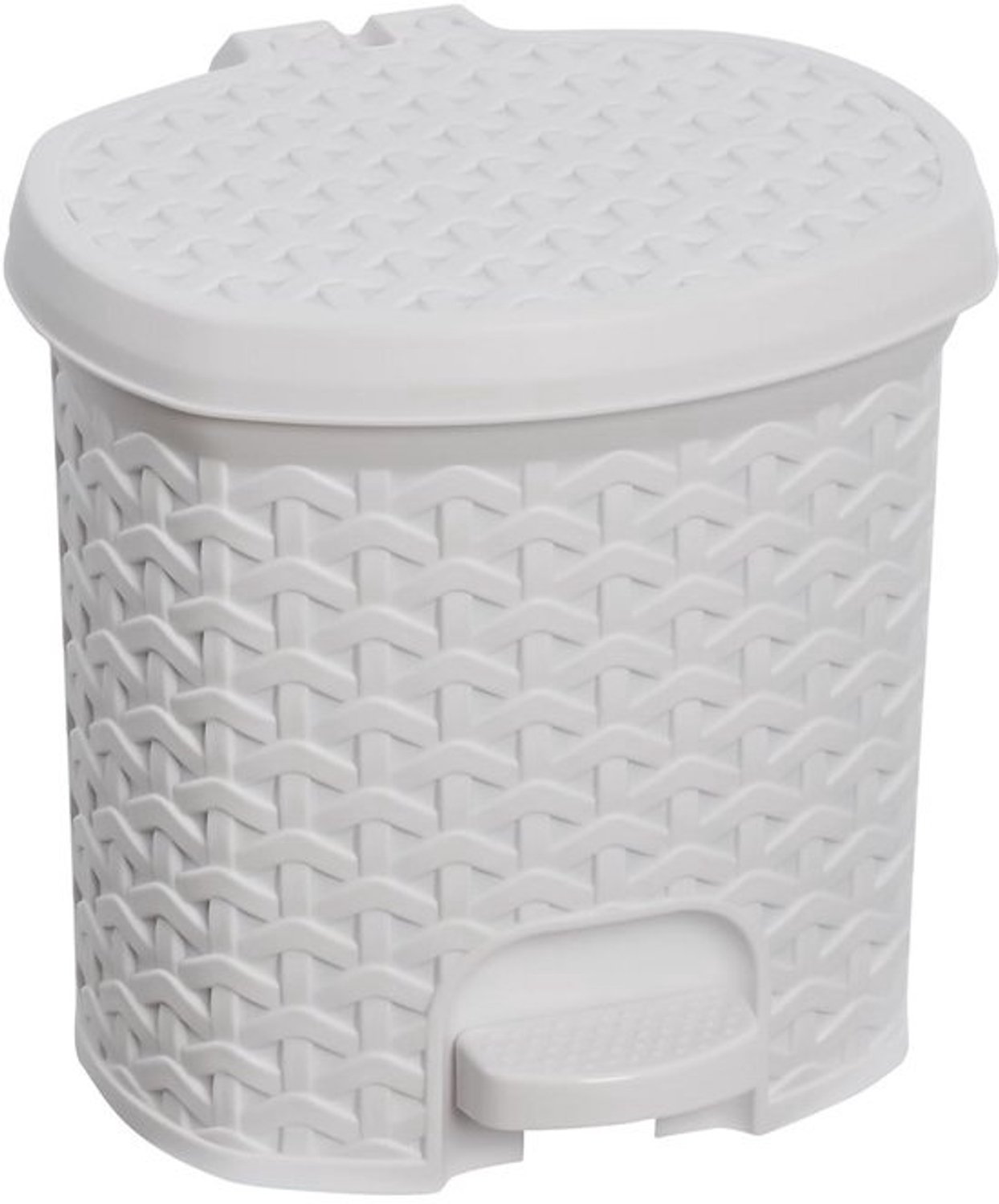 Multifunctionele Pedaalemmer met Deksel - Rieten Look - 3 Liter Inhoud - Scandi Wit