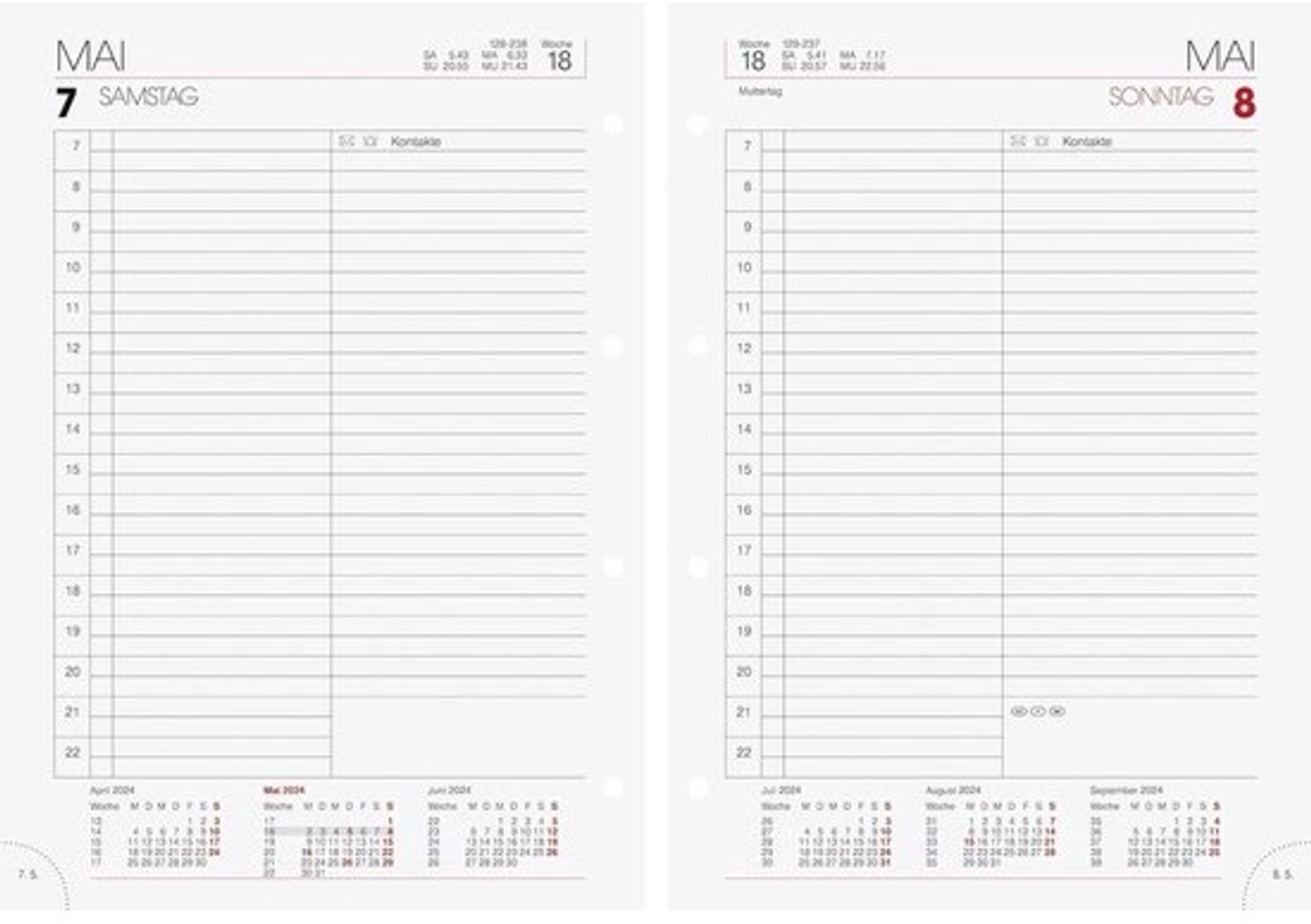 Dagvervangingskalender - Agenda Inleg - Dagelijkse Planning - 1 Pagina = 1 Dag - 14.3 x 20.2 cm - Wit