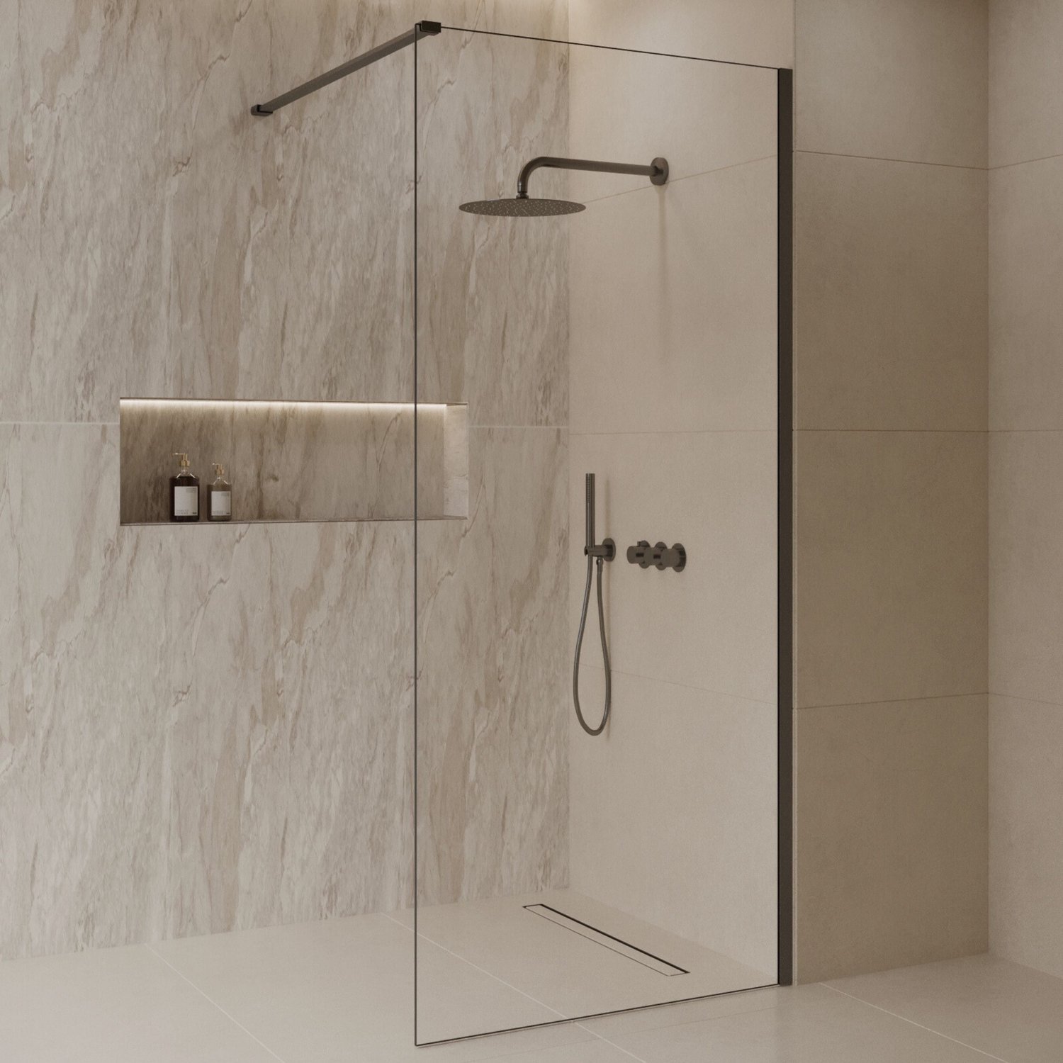 Sanitado Dalis Inloopdouche Helder Glas Gunmetal Profielen 100x200 cm