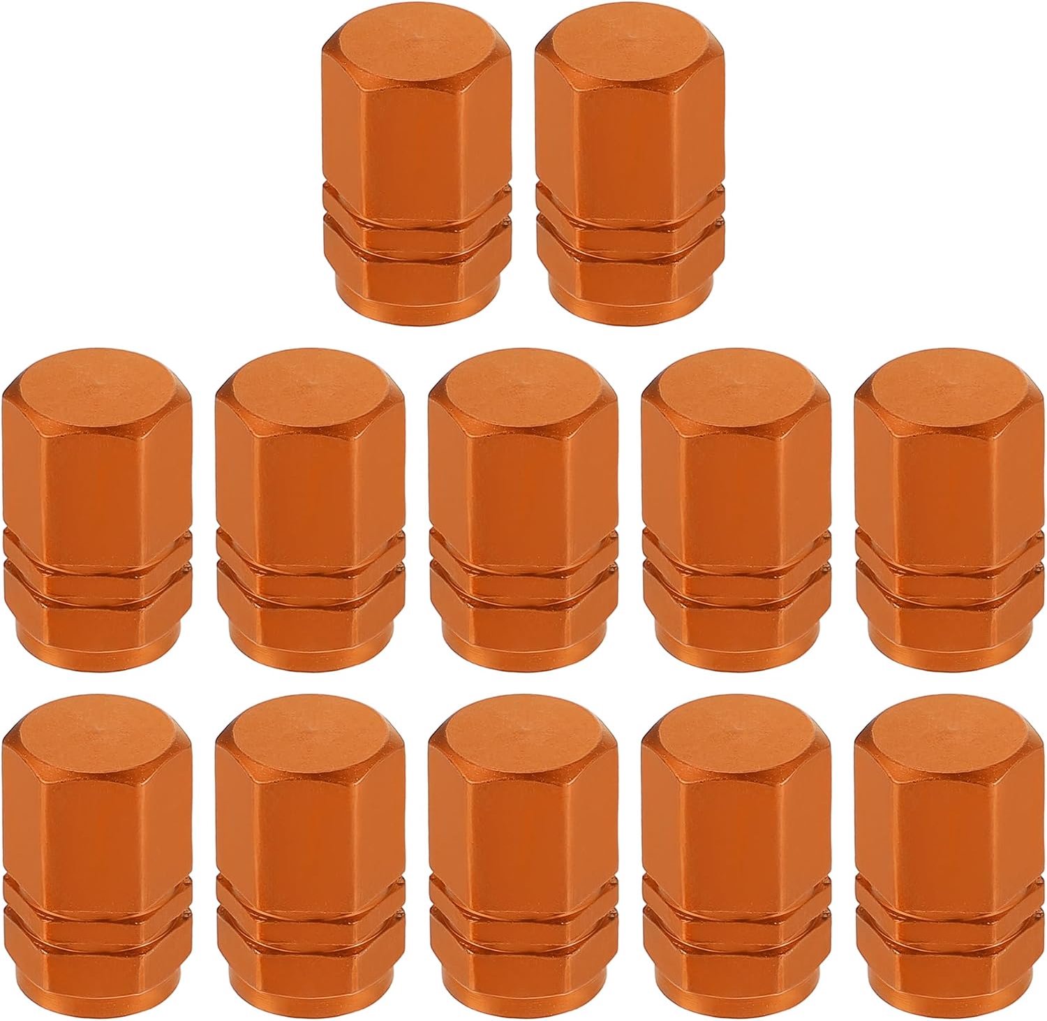 SnelShoppen - 12 Stuks Aluminium Ventieldoppen voor Auto, SUV, Truck, Fiets, Motorfiets - Universele Pasvorm, 16 mm, Oranje, Water- en Stofdicht