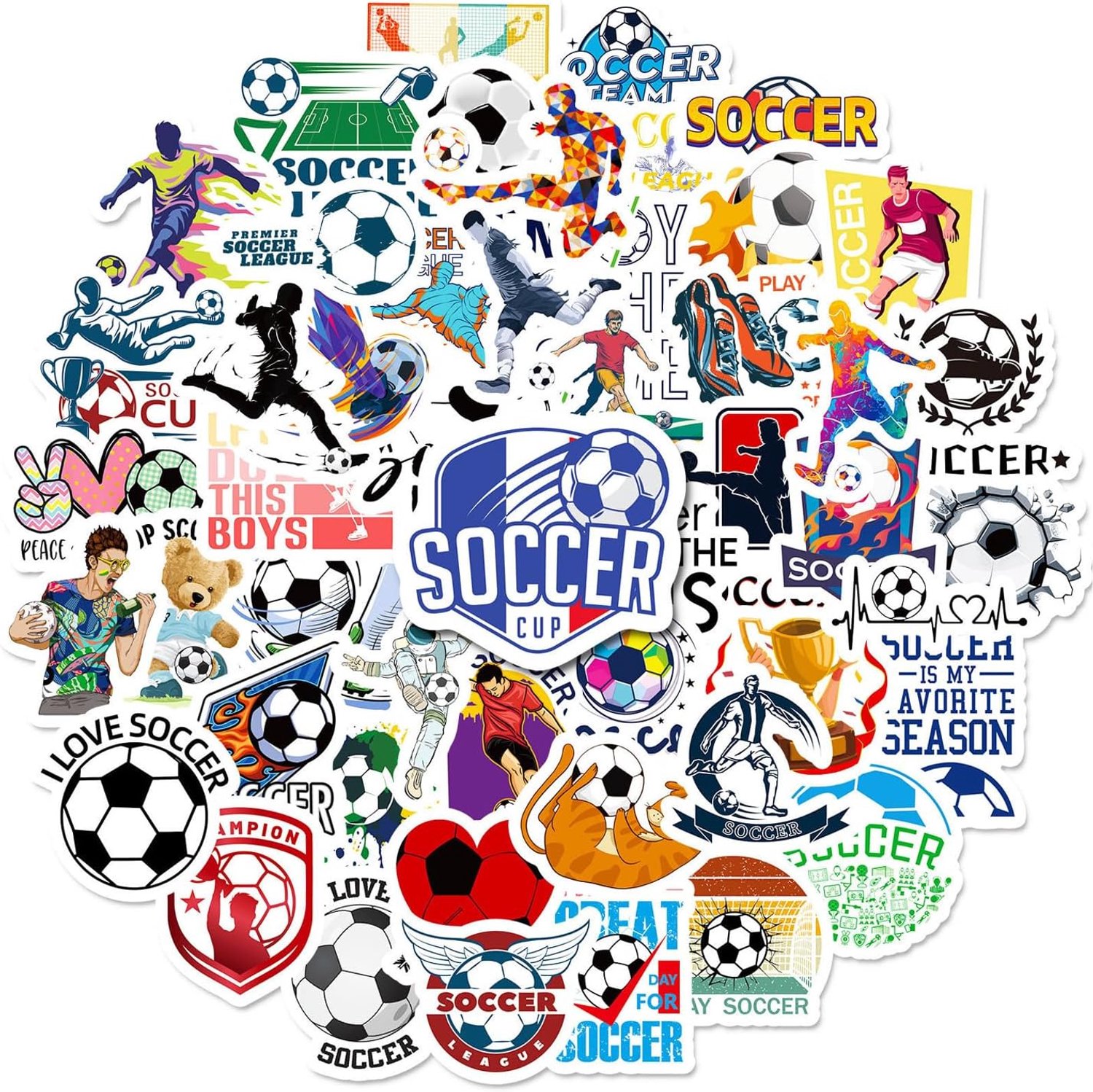 Voetbalstickers 50 stuks - waterdicht - unieke wereldcup motieven - perfect voor decoratie - Vemera