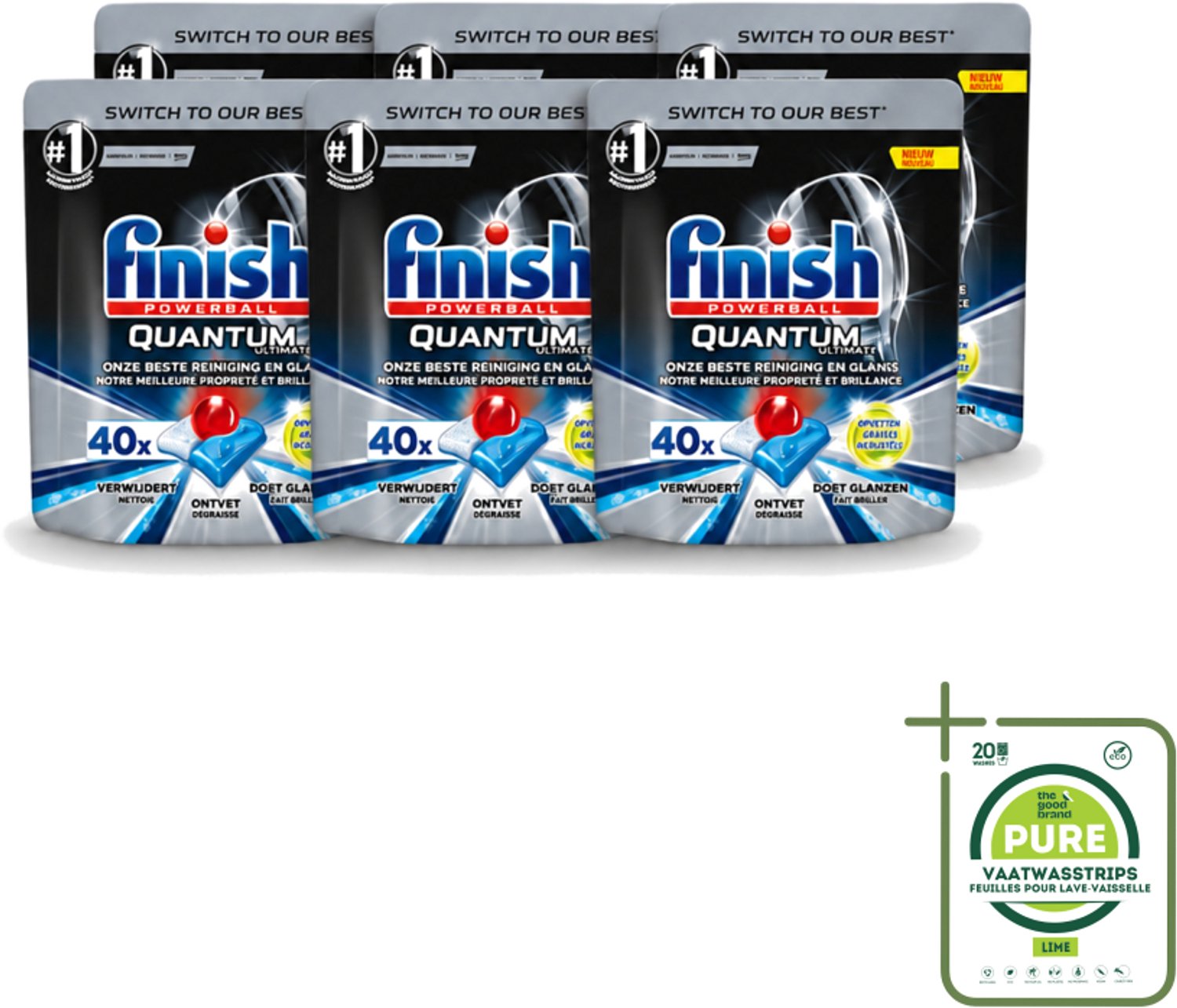 6 x Finish – Vaatwastabletten – Quantum Ultimate Ontvetter – 40 Capsules - Grootverpakking - Vaatwasmiddel - Vaatwastablet - Ontvetter - Vetverwijderen - Glans