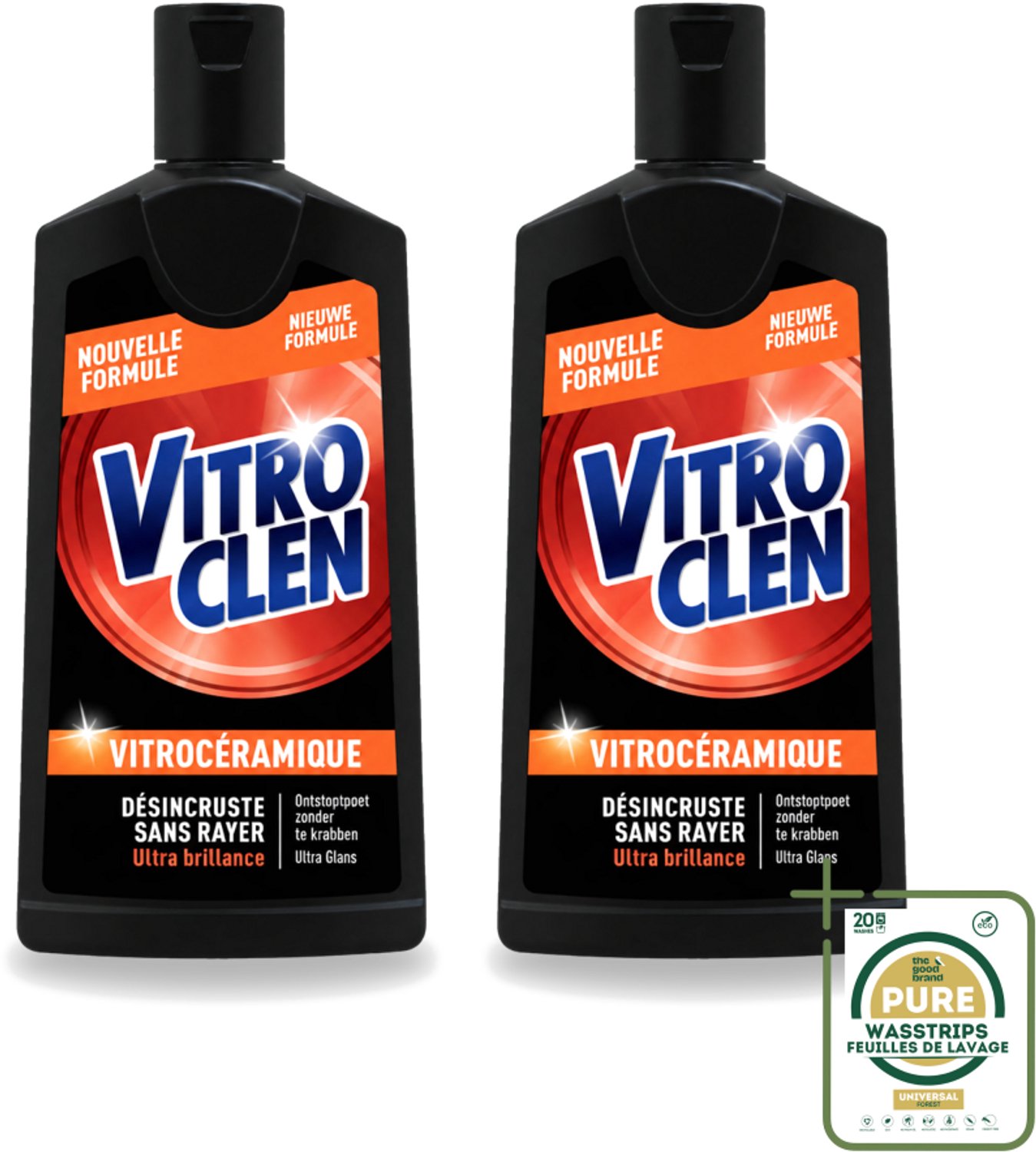 2 x Vitroclen - Kookplaatreiniger - Keramisch & Inductie - Ultra Glans - 310 ml - Wasstrips - Kookplaat Reinigen - Keramische Kookplaat Reinigen - Inductiekookplaat Reinigen - Kookplaat Glans - Kookplaat Reiniger