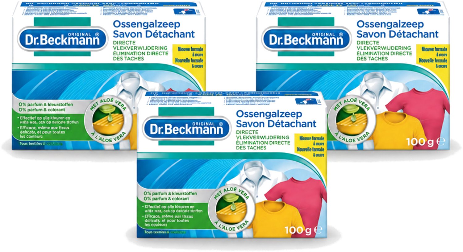 3 x Dr.Beckmann - Vlekkenverwijderaar - Ossengalzeep Met Aloë Vera - Witte en Gekleurde Was - 100g - Voordeelverpakking - 3 stuks