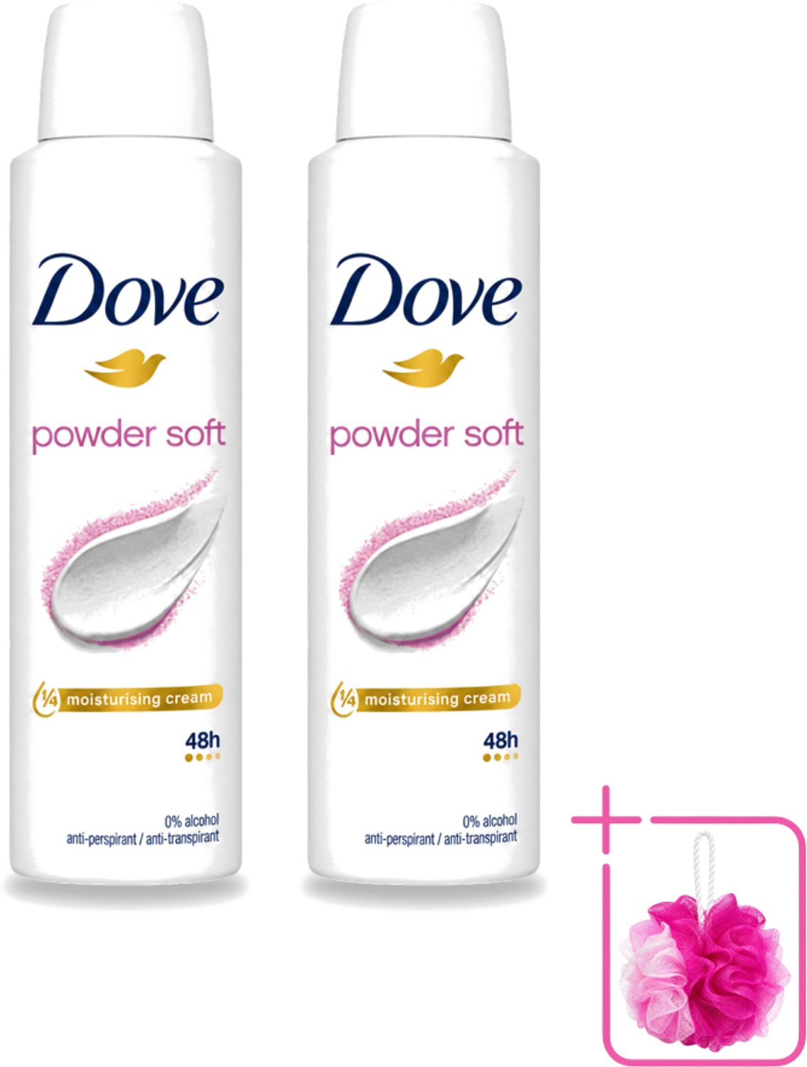2 x Dove - Deospray - Powder Soft - 150 ml - Bulkverpakking - Deodorant - Douchemop - Poeder