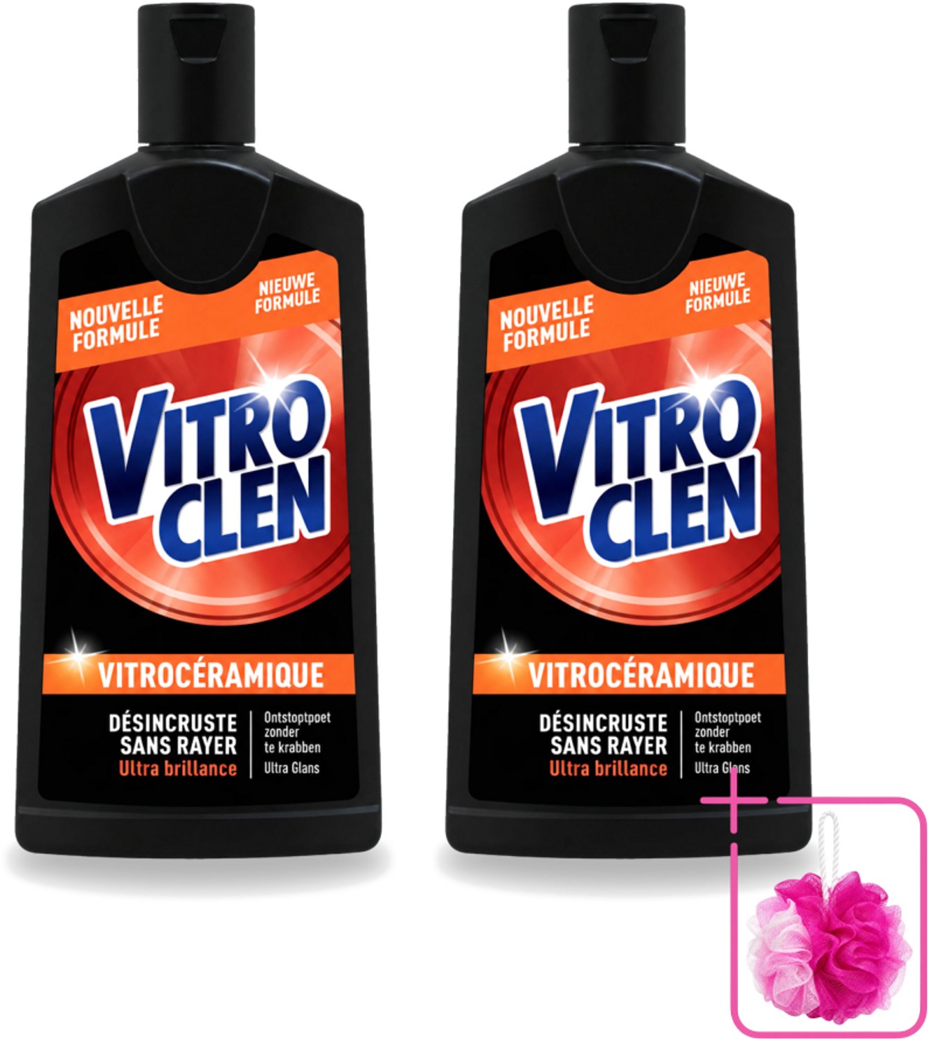 2 x Vitroclen - Kookplaatreiniger - Keramisch & Inductie - Ultra Glans - 310 ml - Bulkverpakking - Kookplaat reinigen - Douchemop - Keramische kookplaat reinigen