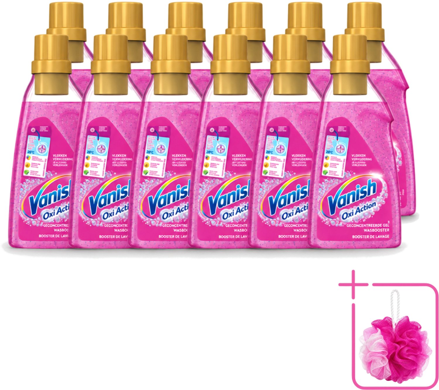 12 x Vanish Oxi Action - Vlekkenverwijderaar Gel - Zonder Bleek - Gekleurde Was - 15 Wasbeurten - Bulkverpakking - Vlekverwijderaar - Douchemop - Wasbooster