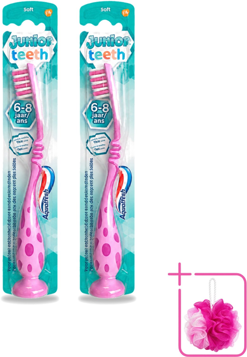 2 x Aquafresh - Junior Teeth Tandenborstel - 6-8 Jaar - Cool Ontwerp - 1 Stuk - Bulkverpakking - Tandenborstel voor kinderen - Tandenpoetsen voor kinderen