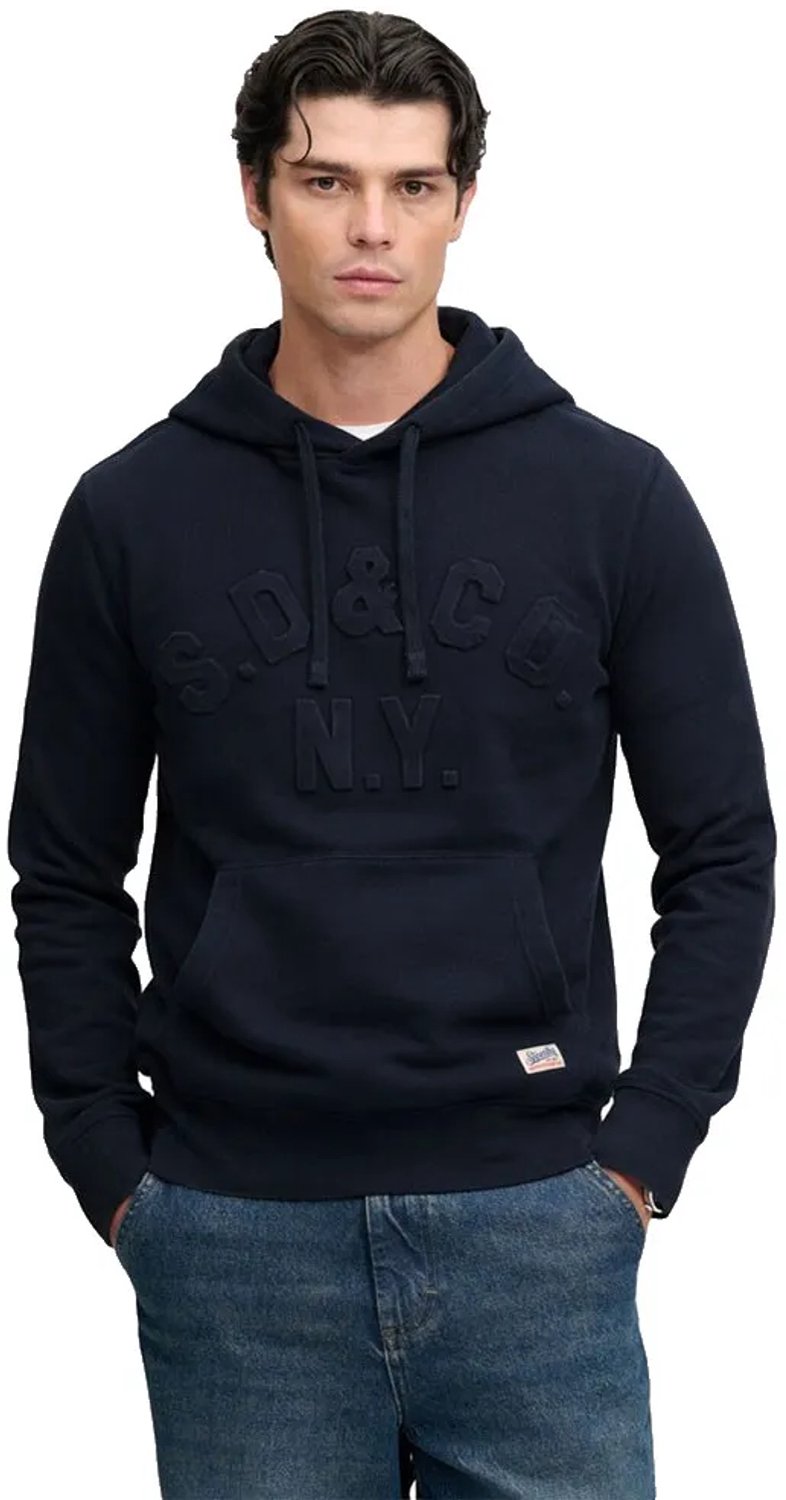 Superdry - Athletic Embossed Garment Dyed Hoodie Relaxed Pasvorm - Heren - Hoodies