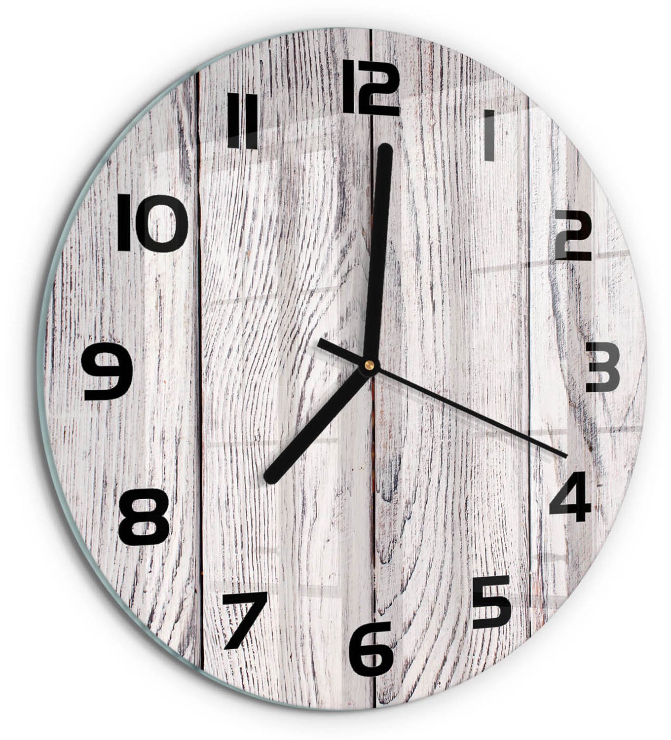 TULUP Wandklok - Houten muur Glazen Klok Met Print - fi30 cm - Beige Wandklok Glas Met Motief - Zwarte handen - Ronde Klok - Wandklok Glas Decoratie - Gekleurde Glazen Klok