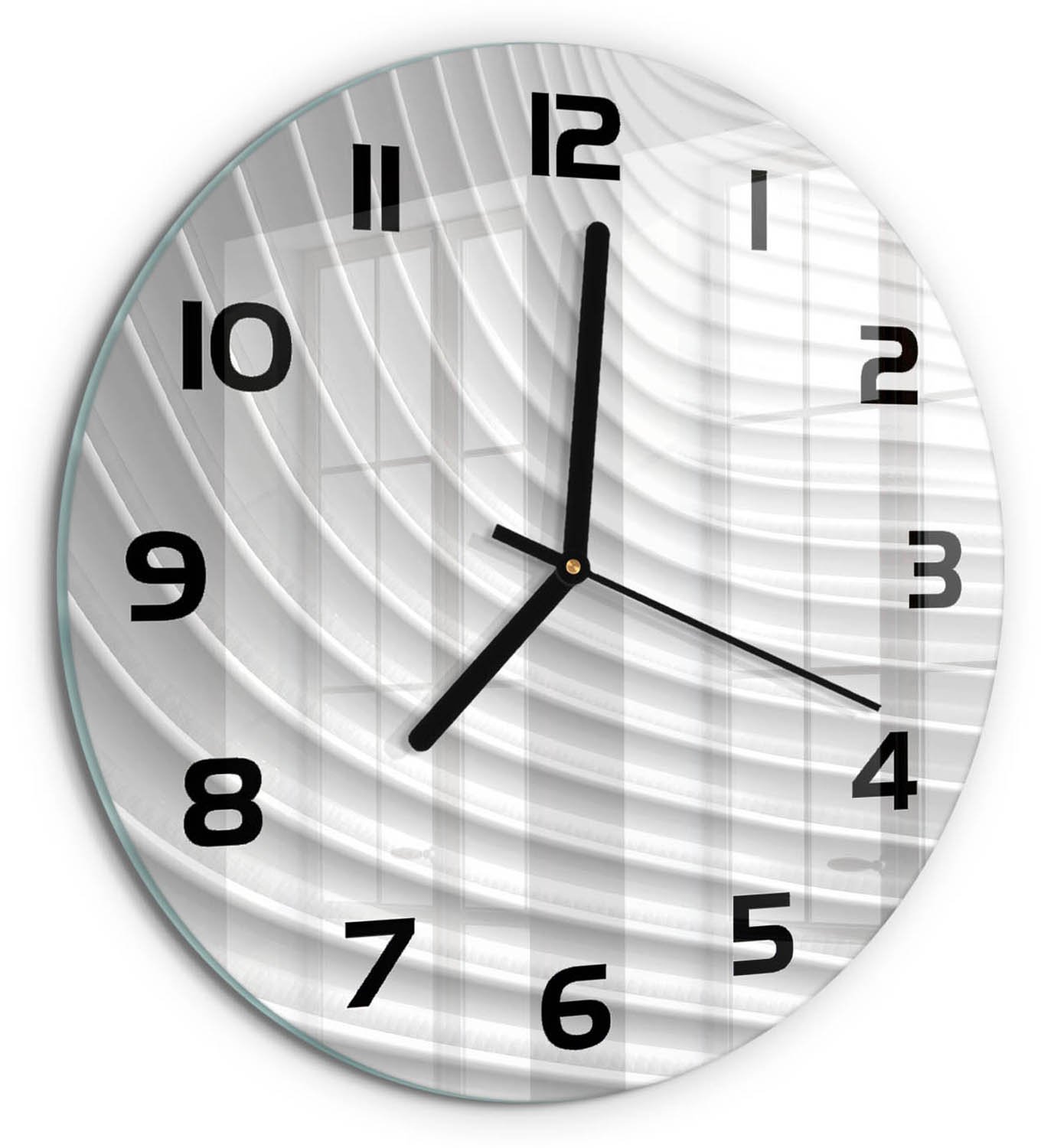 TULUP Wandklok - Lijnen van abstractie Wandklok Glas Decoratie - fi30 cm - Wit Gekleurde Glazen Klok - Zwarte handen - Ronde Klok - Klok Glas Met Opdruk - Moderne Wandklok Glas