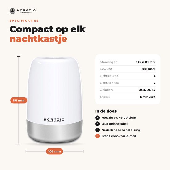 Horazio® – Wake-Up Light – Wekker met Licht & Natuurgeluiden – LED Kleuren – Nachtlamp, Leeslamp & Slaaptrainer – Perfect voor Kinderen – Digitale Wekker & Wekkerradio - incl. Gratis Ebook — cadeau in Spellen & Speelgoed - foto 2