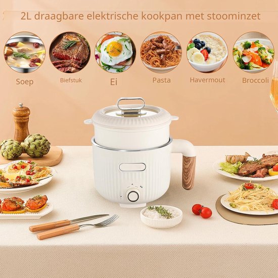 Warmara Hotpot - Elektrische Hotpot - Hot Pot - Beige - 18cm x 20cm x 18cm — afbeelding 5