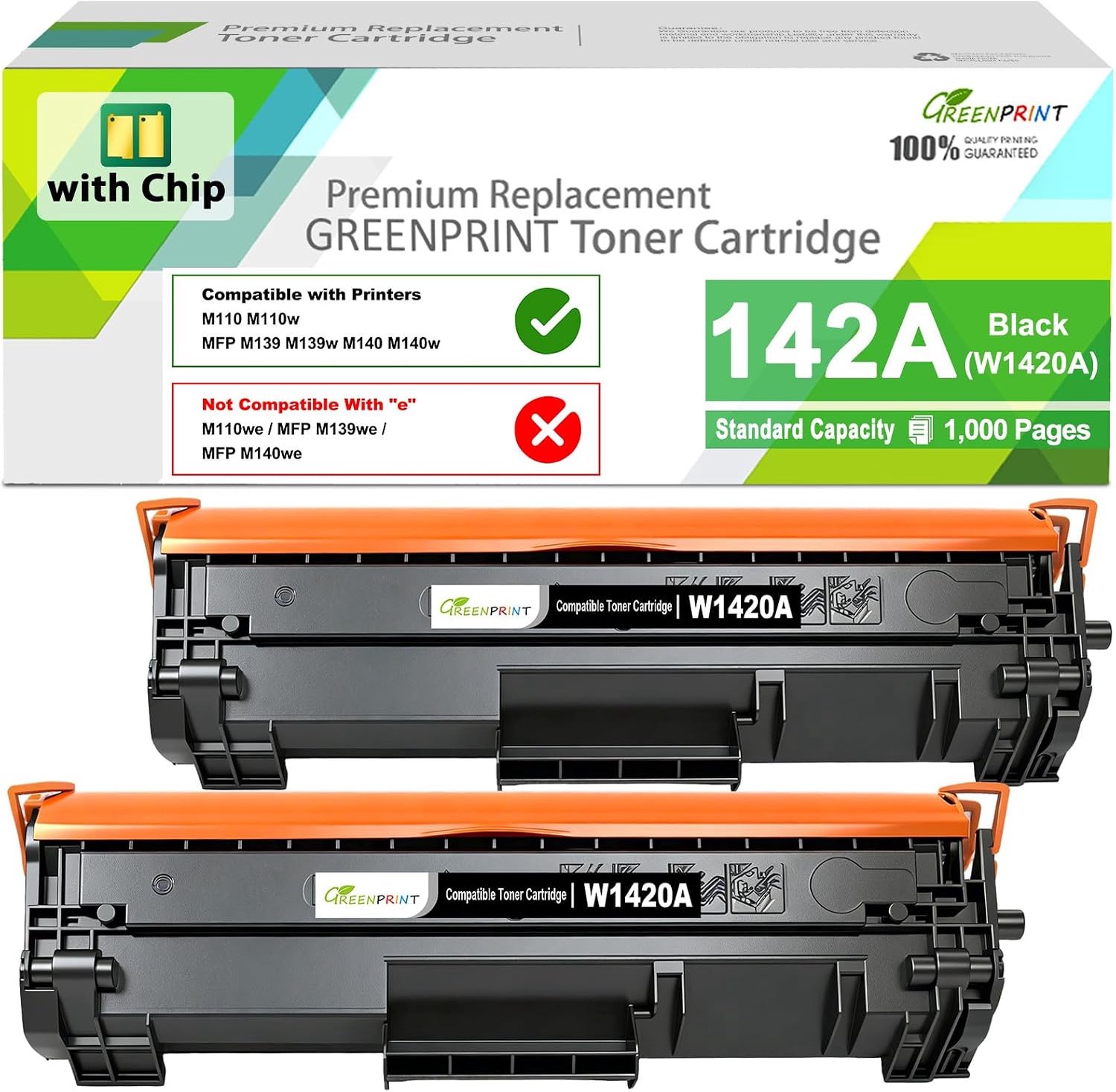 Tonercartridges 142A W1420A - Standaardcapaciteit 1000 pagina's - 2 zwarte cartridges - ShopVlot