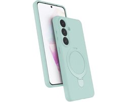 Hoesje Geschikt voor Samsung Galaxy A18 Hoesje –Mint Groen – Zachte Siliconen Backcover met Ring – MagSafe Geschikt – Slim & Beschermend Galaxy A17 hoesje