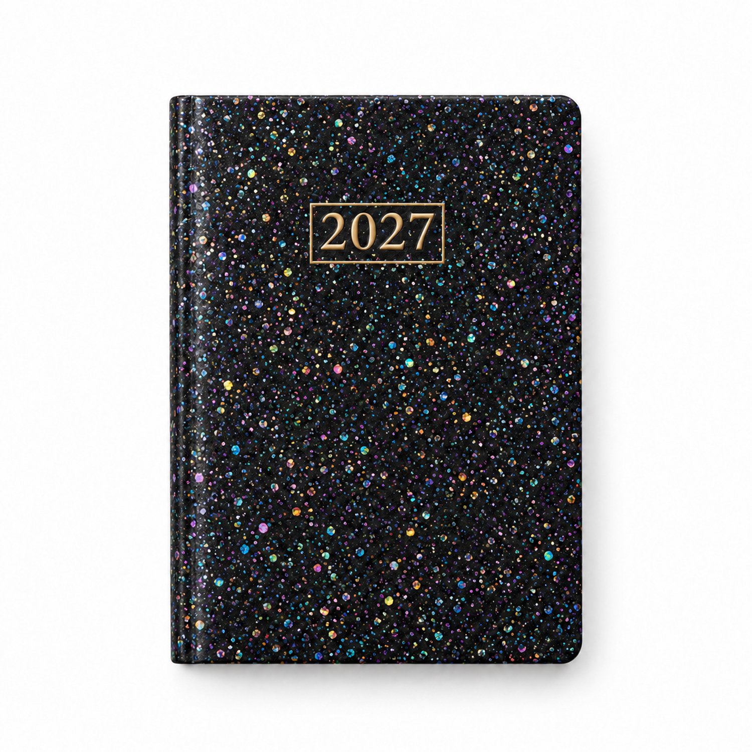 Mini Pocket Weekagenda 2027 A7 – 1 week op 2 pagina’s – 7,4x10,5 cm – Zwart Glitter