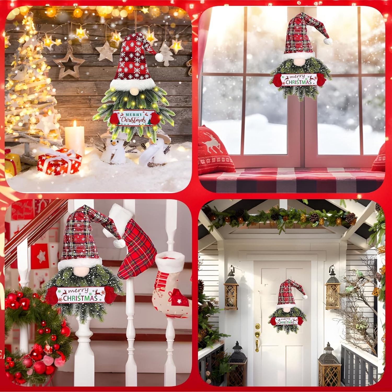 Kerstkrans met LED Verlichting - Multicolor - 68 x 38 cm - Duurzame Kunsttakken - Voor Deur of Muur Decoratie – foto 5