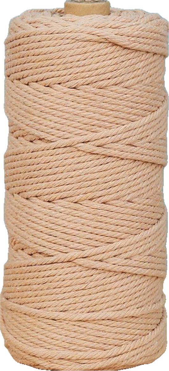 Macramétouw 3 mm x 100 m, natuurlijk katoenen draad voor wanddecoratie, plantenhangers, boho-decoratie,baksteenrood
