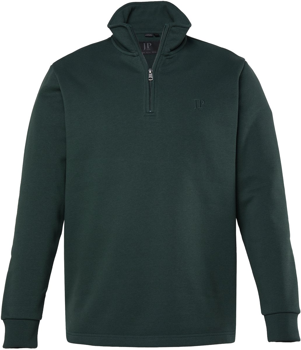 JP 1880 - Heren - Troyer sweatstof borstprint opstaande kraag met rits tot 8XL - Middernacht groen - Maat XL