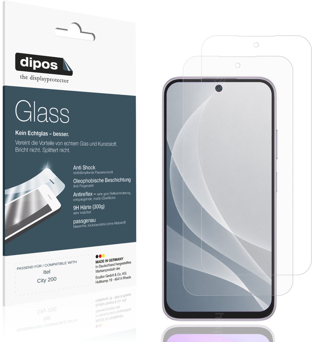 dipos – 2x Matte Pantserfolie geschikt voor Itel City 200 | 9H Screenprotector