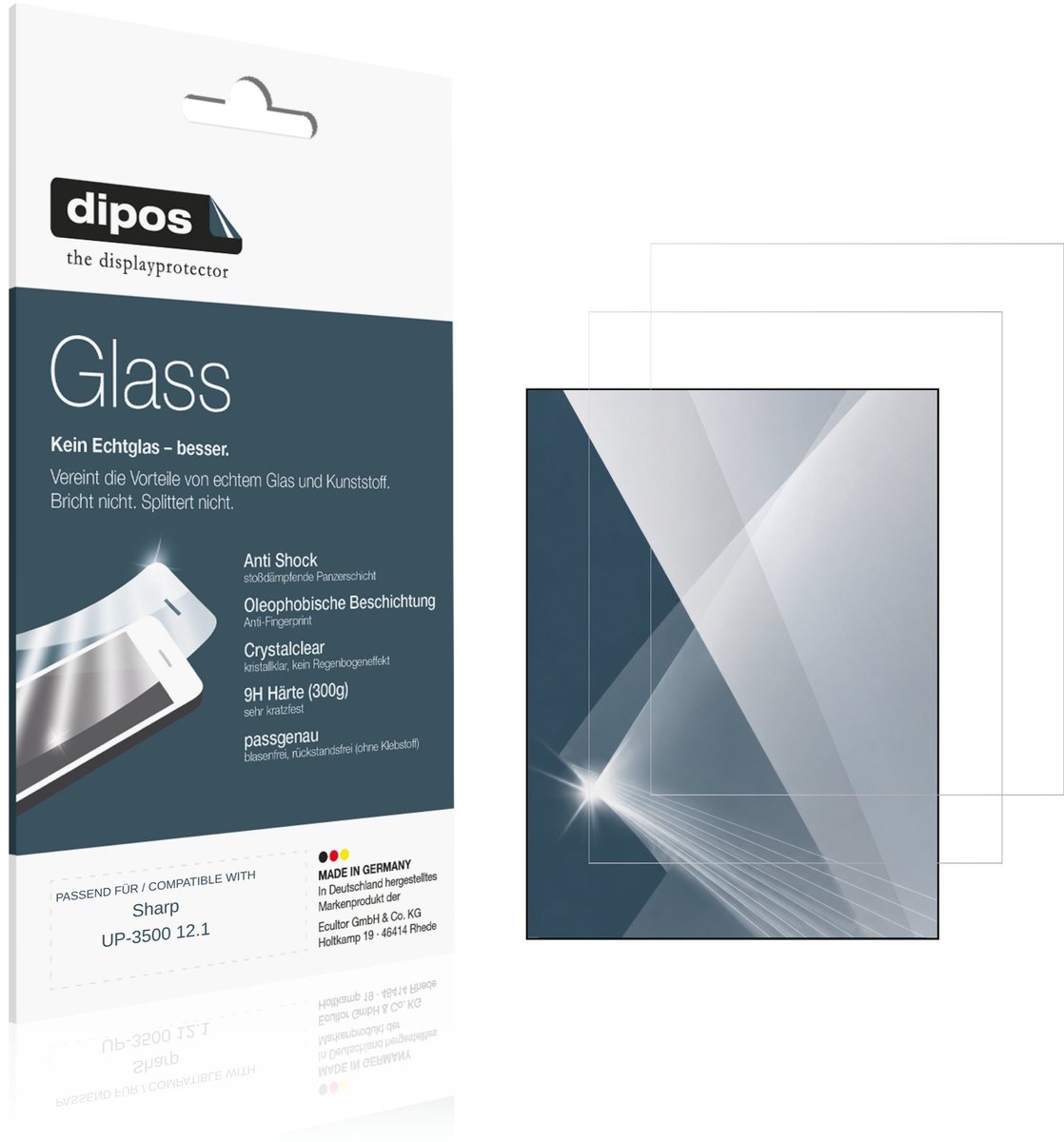 dipos – 2x Pantserfolie geschikt voor Sharp UP-3500 12.1 | 9H Screenprotector