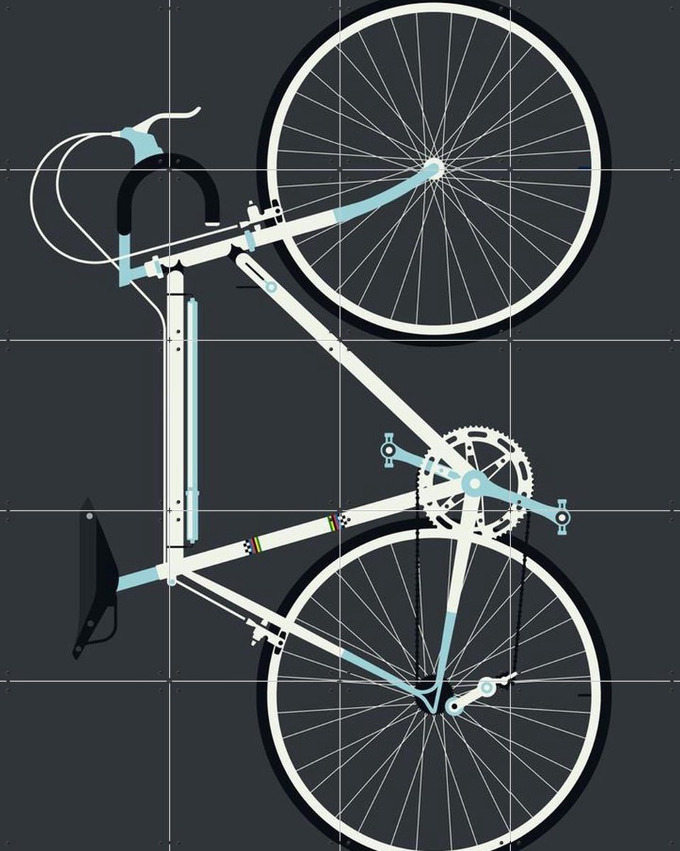 IXXI Racing Bike White, Bo Lundberg - 80 x 100 cm - Gratis ophangtool - Grote wanddecoratie en posters - Minimalisme, Geometrische Kunst, Digitale