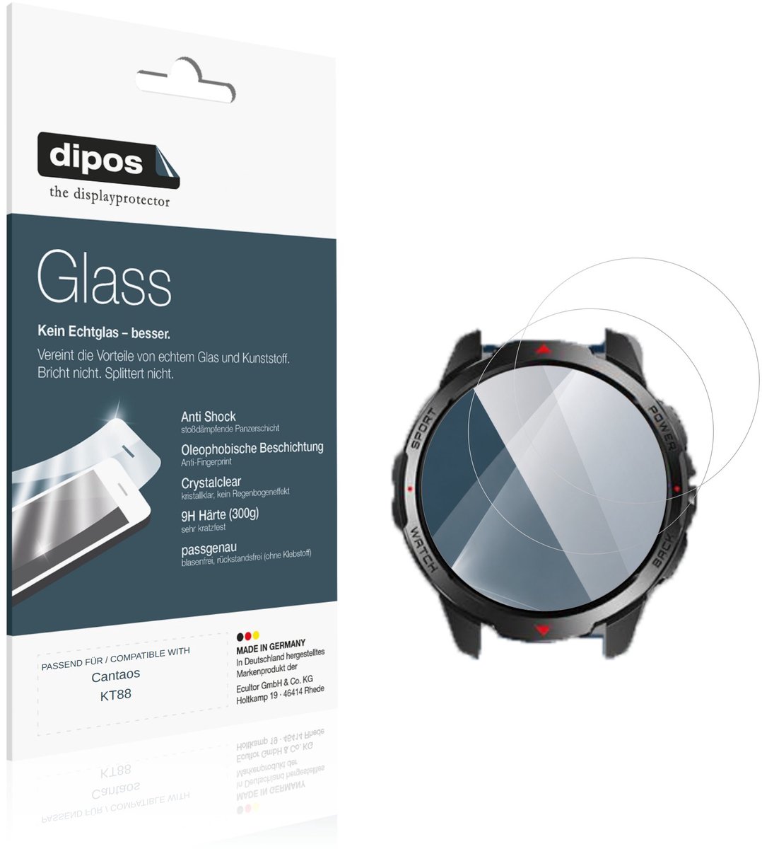 dipos – 2x Pantserfolie geschikt voor Cantaos KT88 | 9H Screenprotector