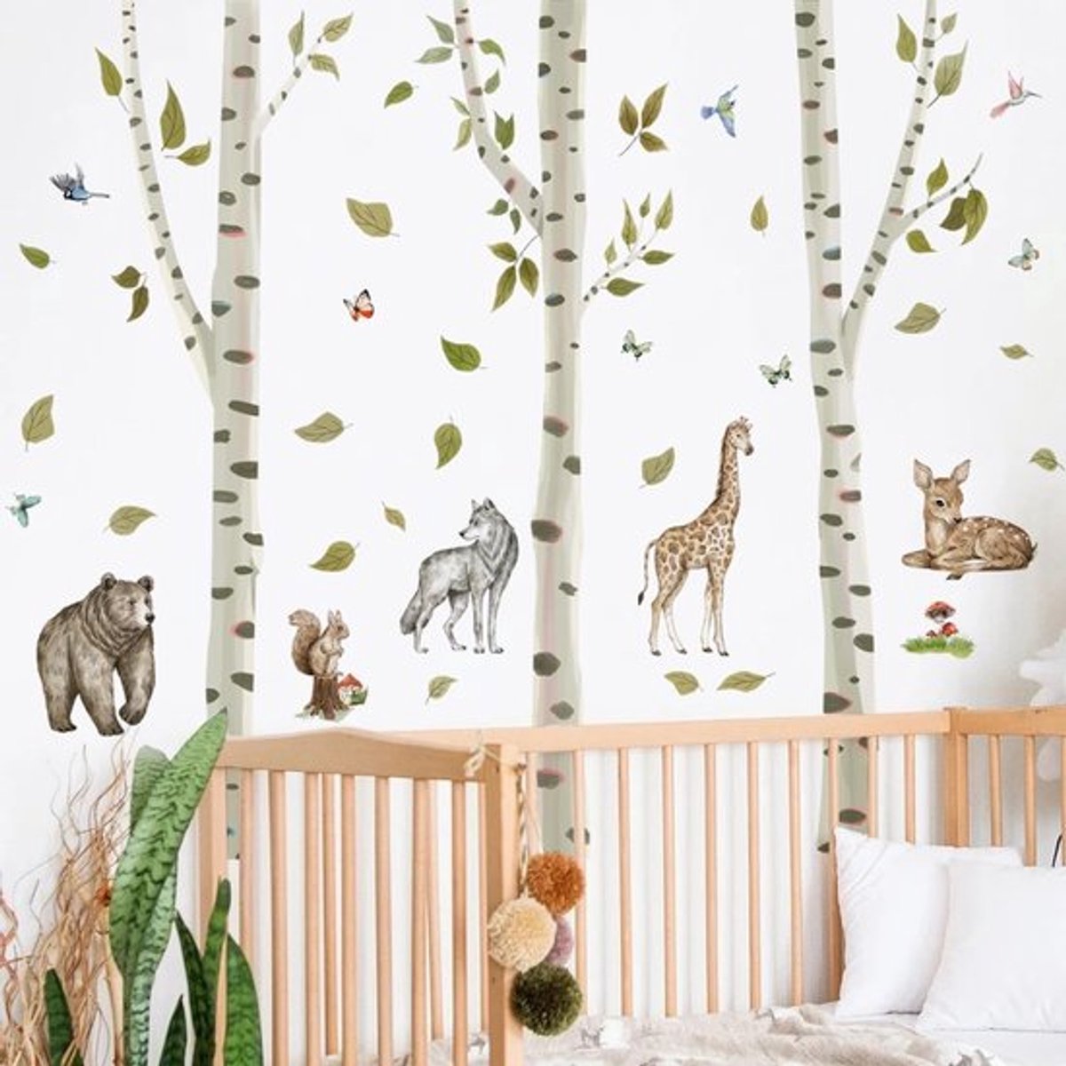Dailygoody - Muurstickers - Dieren in het bos - Peel and stick - Multicolor