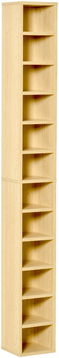 CD/DVD kolomrek - Opbergruimte voor CD's en DVD's - Ruimtebesparend ontwerp - Eenvoudig te monteren - Van natuurlijk hout - Stevige constructie