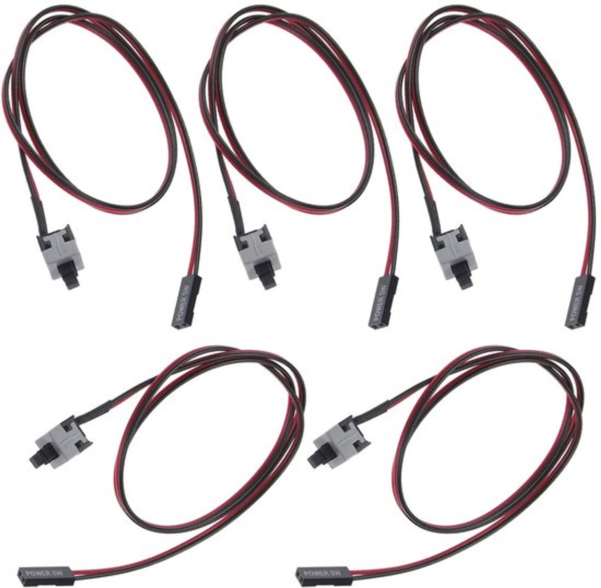 Allecto - 5 stks Pc Voedingskabel - 2 Pin Switch - Eenvoudig te
