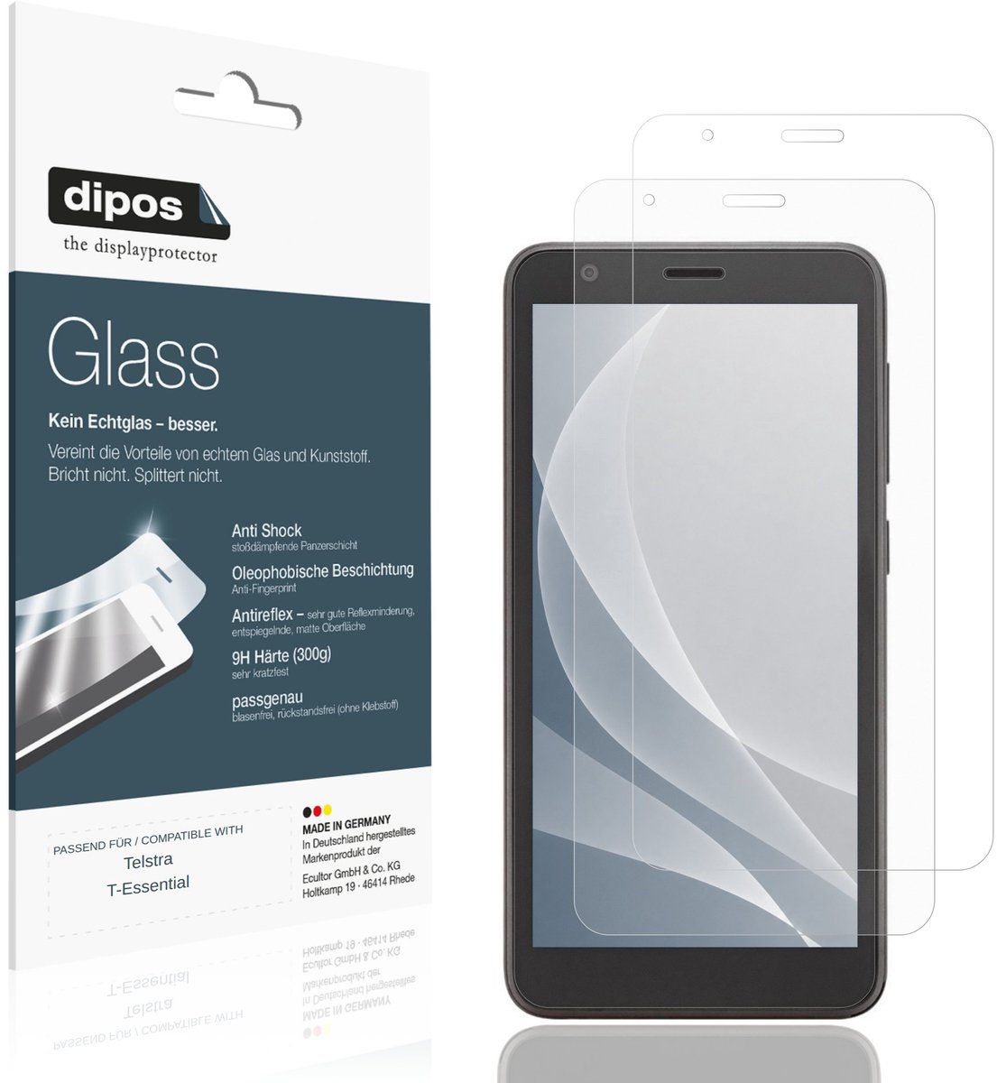 dipos – 2x Matte Pantserfolie geschikt voor Telstra T-Essential | 9H Screenprotector