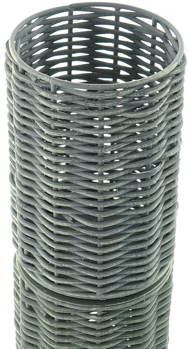 Riffelmacher Lantaarn S Grijs Gevlochten Hout Metalen Frame Ø 9 cm