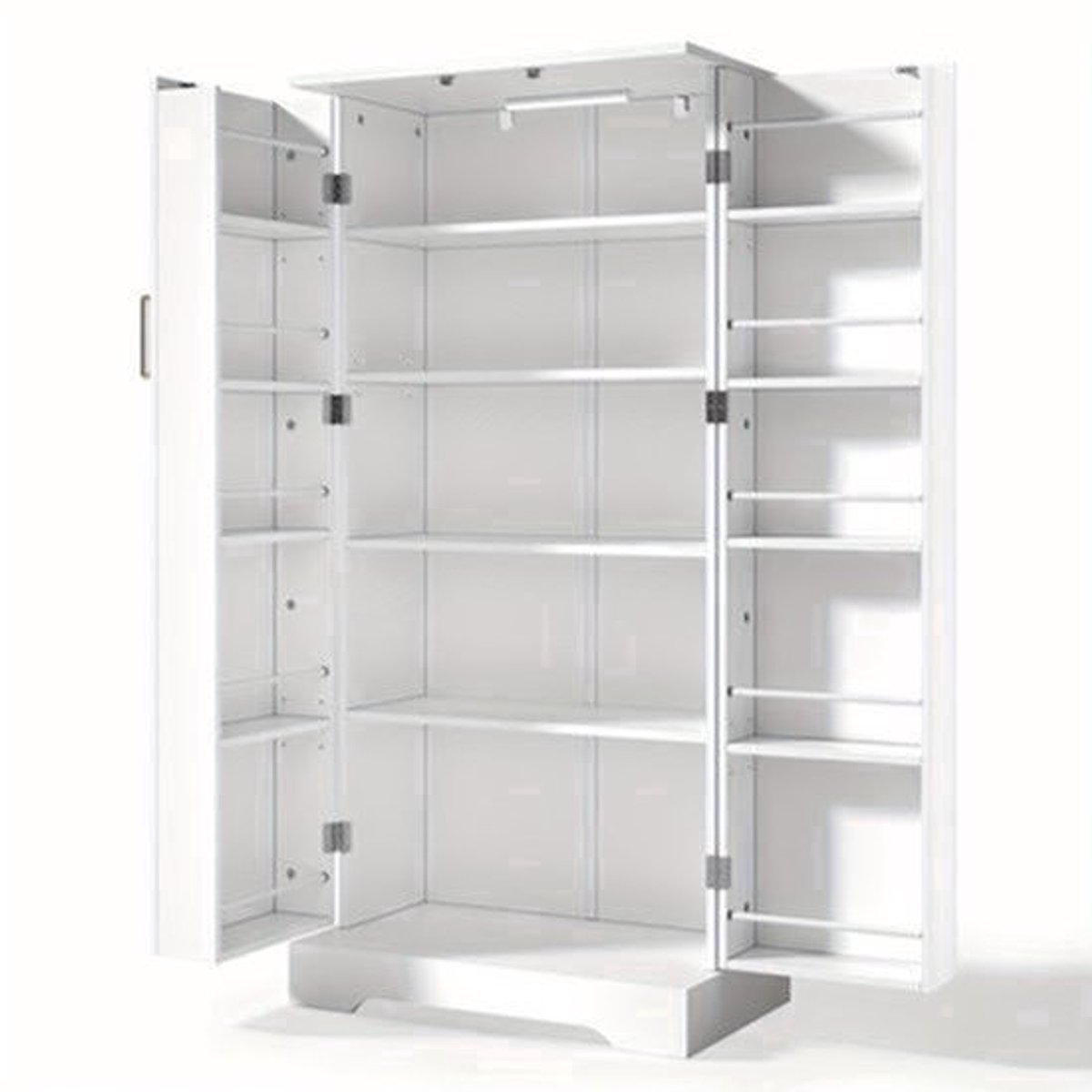 Witte Keukenkast – Opbergkast – Kast – Keukenmeubel – Stellingkast – Verstelbare Planken – Anti-Kantelbeveiliging – Metaal – 60x35x128 cm