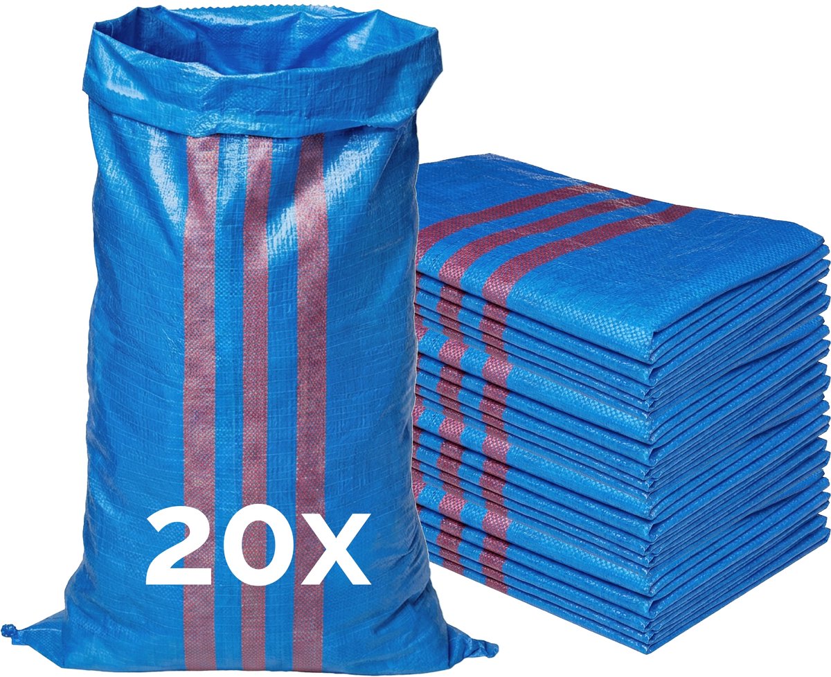 Garronda 105 x 65 cm 20 stuks Zandzakken Puinzakken Geweven Zakken Blauw GD-0258