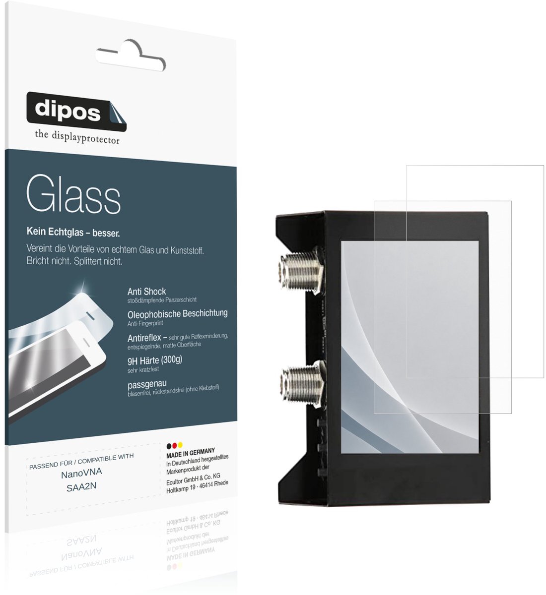 dipos – 2x Matte Pantserfolie geschikt voor NanoVNA SAA2N | 9H Screenprotector