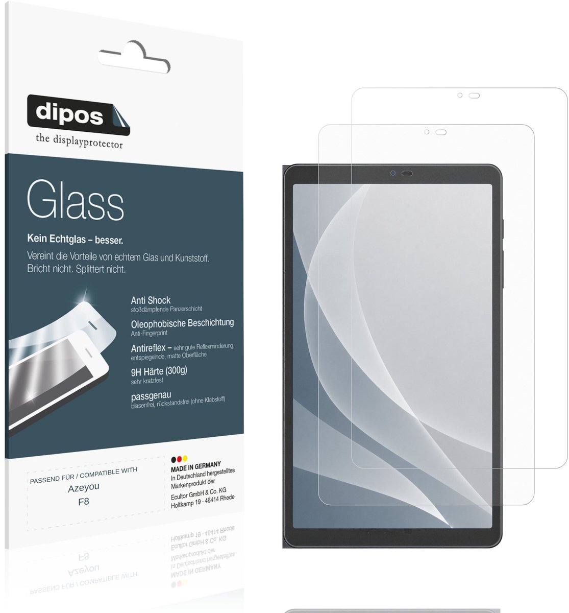 dipos – 2x Matte Pantserfolie geschikt voor Azeyou F8 | 9H Screenprotector