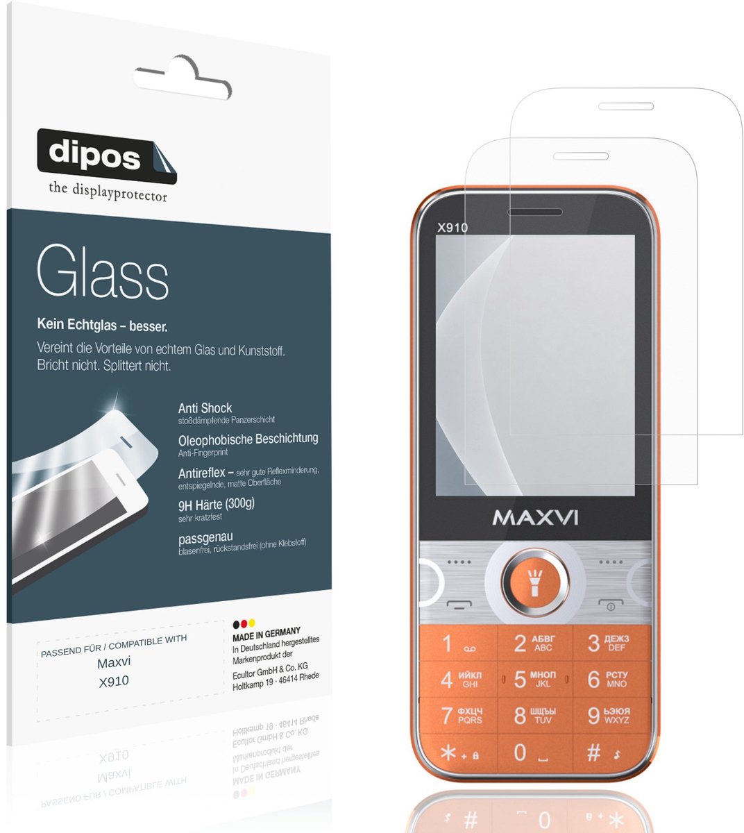 dipos – 2x Matte Pantserfolie geschikt voor Maxvi X910 | 9H Screenprotector